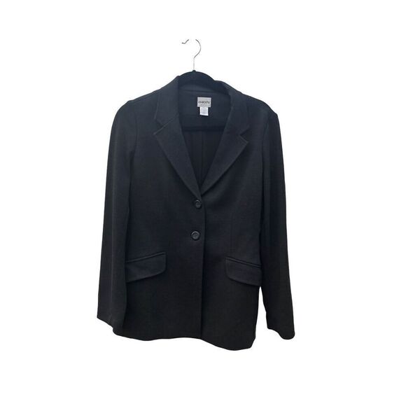 Chico’s Women's Regular Solid Black Blazer Jacket Two Front Button Size 1 - Picture 1 of 5